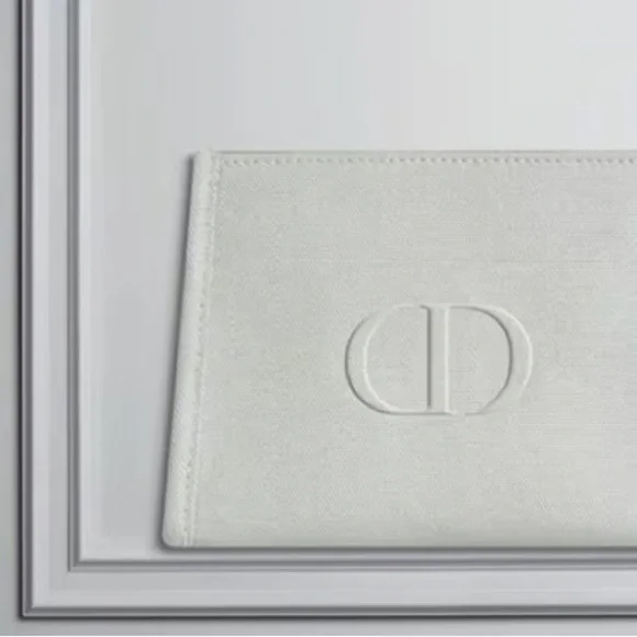 Dior Beauty Pouch Makeup Bag Light Grey Medium Canvas Authentic - Picture 3 of 15